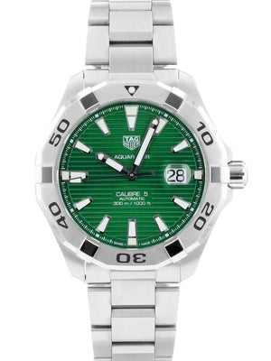 Tag Heuer Aquaracer Calibre 5 Automatic Green Dial Silver Steel Strap Watch for Men - WAY2015.BA0927 Buy Now By Tag Heuer
