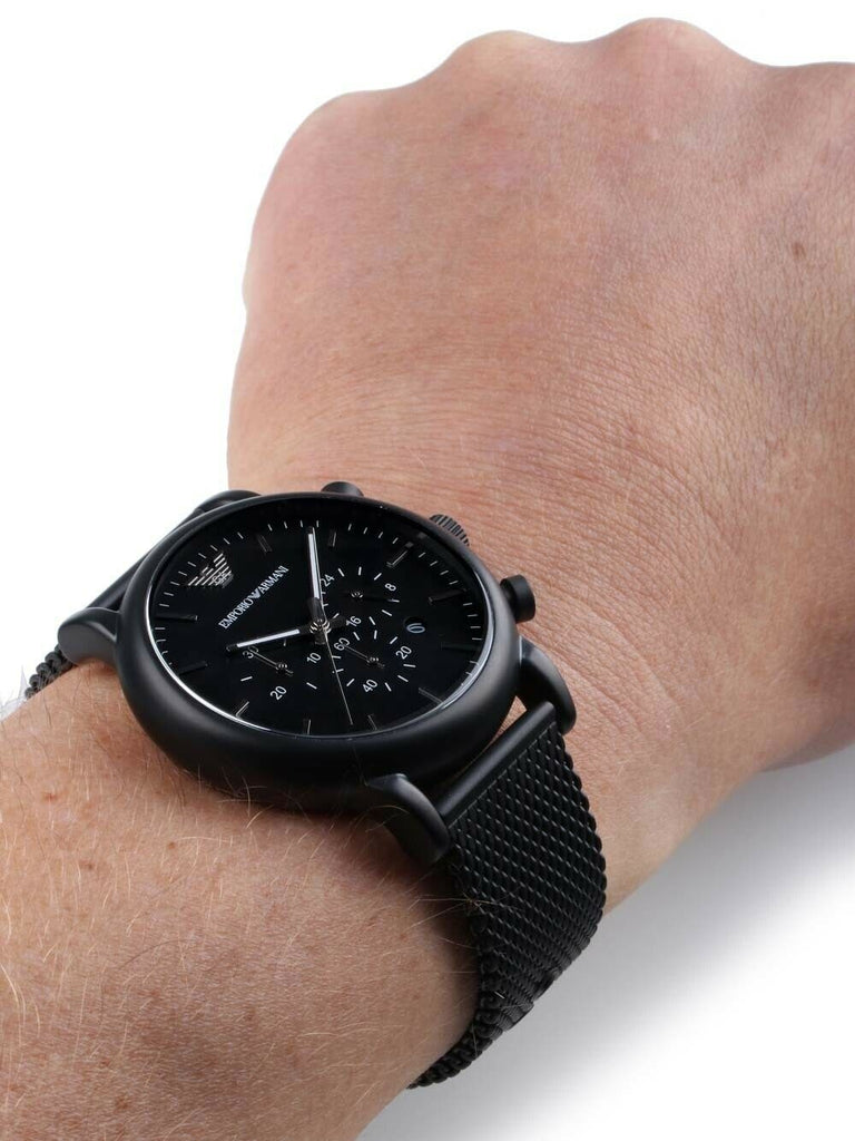 Emporio Armani Sport Chronograph Black Dial Black Mesh Bracelet Watch For Men - AR1968 Buy Now By Emporio Armani