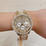 Michael Kors Layton Chronograph Gold Dial Gold Steel Strap Watch For Women - MK6977 Buy Now By Michael Kors