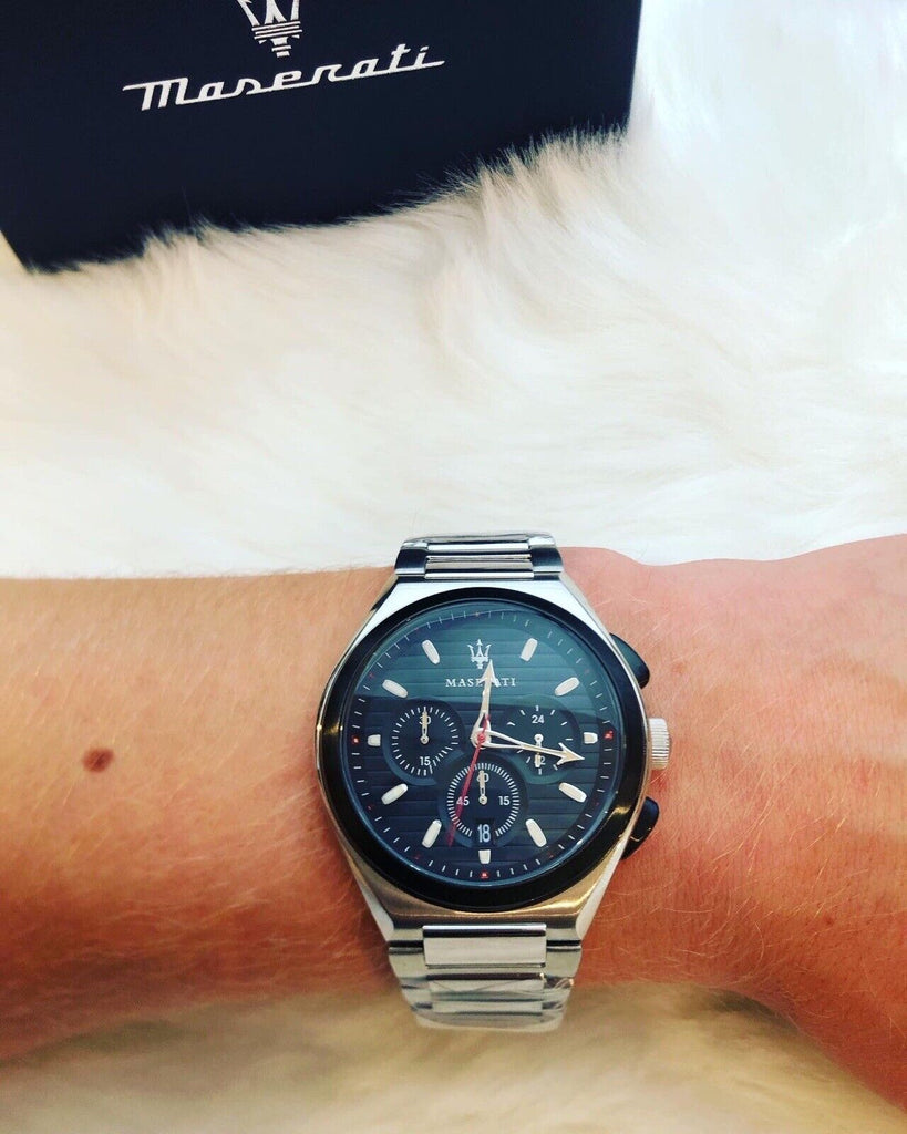 Maserati Triconic Chronograph Black Dial Silver Steel Strap Watch For Men - R8873639002 Buy Now By Maserati