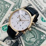 Emporio Armani Classic Chronograph White Dial Black Leather Strap Watch For Men - AR1892 Buy Now By Emporio Armani