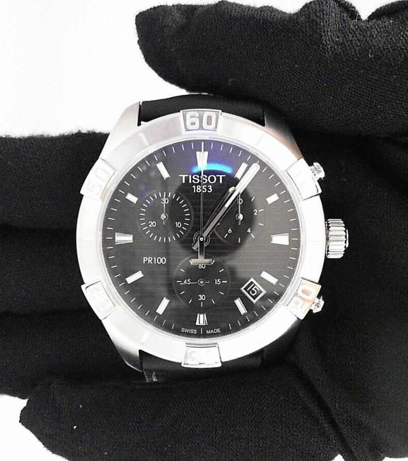 Tissot PR 100 Sport Quartz Chronograph Black Dial Black Leather Strap Watch For Men - T101.617.16.051.00 Buy Now By Tissot