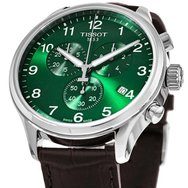 Tissot Chrono XL Chronograph Classic Green Dial Brown Leather Strap Watch For Men - T116.617.16.091.00 Buy Now By Tissot