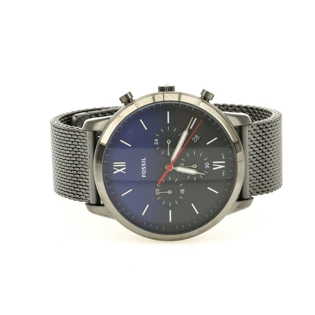 Fossil Neutra Chronograph Blue Dial Silver Mesh Bracelet Watch for Men - FS5383 Buy Now By Fossil