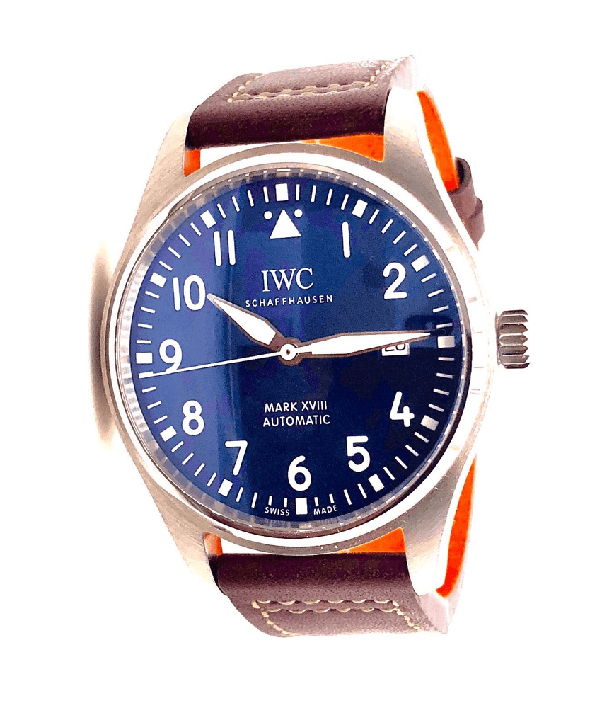 IWC Pilot's Mark XVIII Le Petit Prince Blue Dial Brown Leather Strap Watch for Men - IW327004 Buy Now By IWC