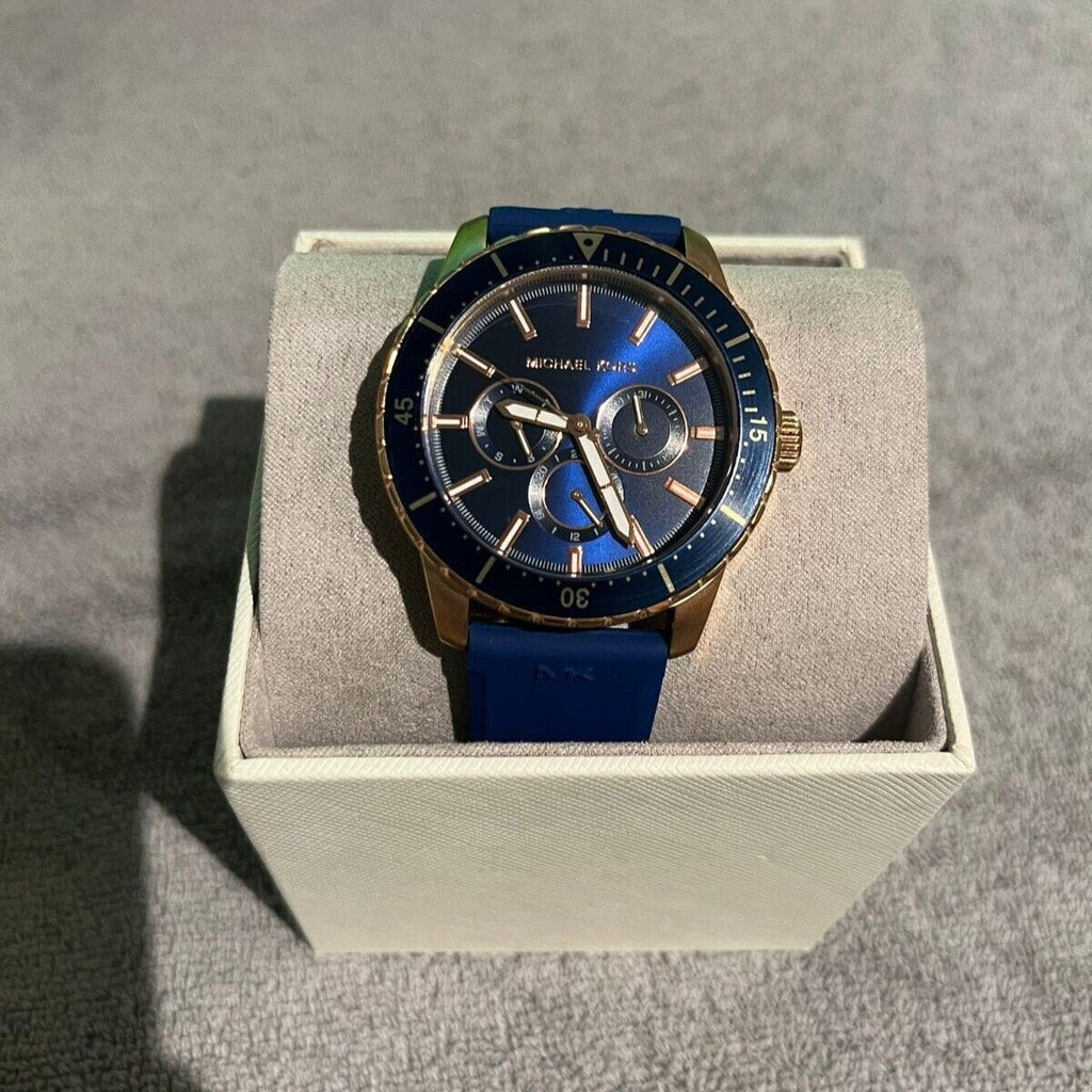 Michael Kors Cunningham Multifunction Blue Dial Blue Rubber Strap Watch For Men - MK7163 Buy Now By Michael Kors