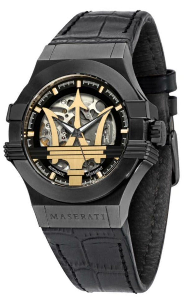 Maserati Potenza Skeleton Limited Edition Black Dial Black Leather Strap Watch For Men - R8821108027 Buy Now By Maserati