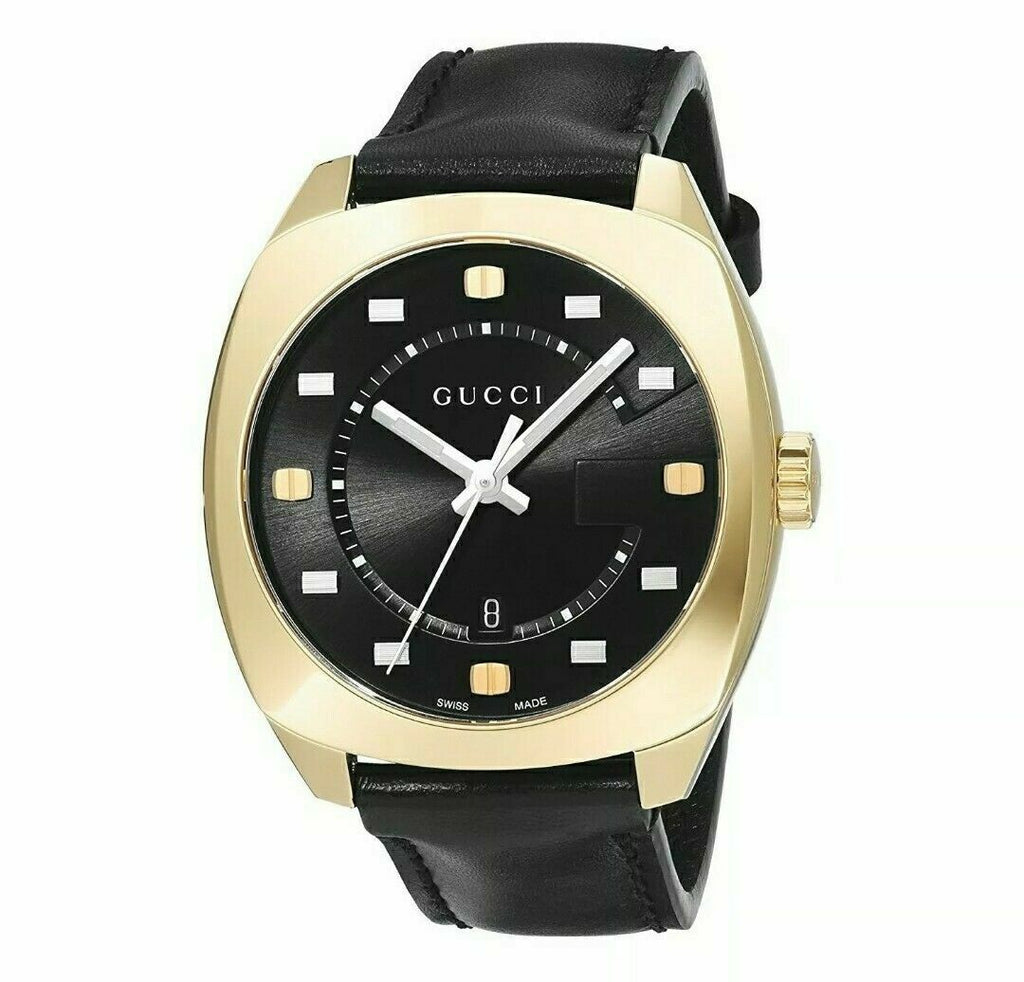 Gucci GG2570 Black Dial Black Leather Strap Watch For Men - YA142310 Buy Now By Gucci