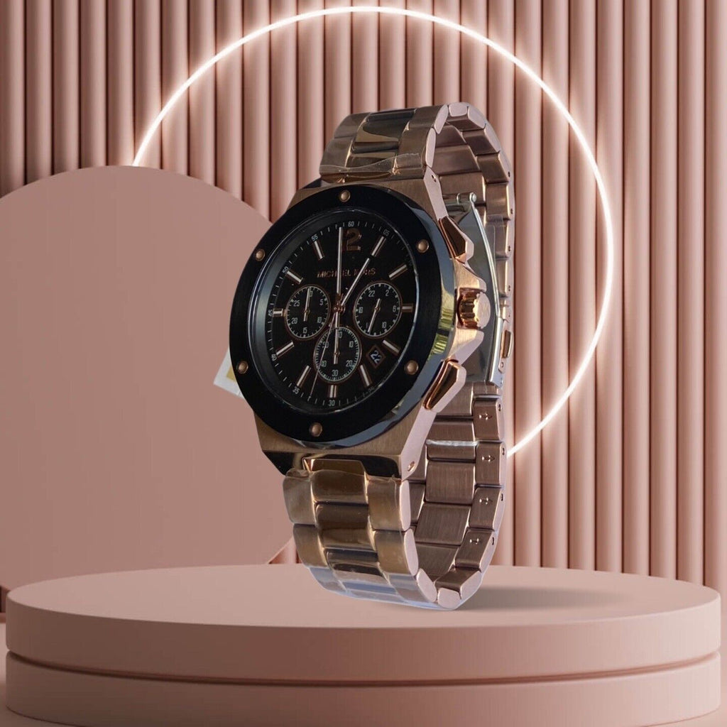 Michael Kors Lennox Chronograph Black Dial Rose Gold Steel Strap Watch For Men - MK8940 Buy Now By Michael Kors