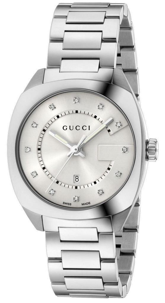 Gucci GG2570 Diamonds White Dial Silver Steel Strap Watch For Women - YA142403 Buy Now By Gucci
