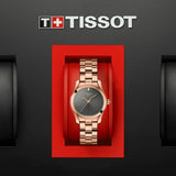 Tissot T Wave Anthracite Dial Rose Gold Steel Strap Watch For Women - T112.210.33.061.00 Buy Now By Tissot