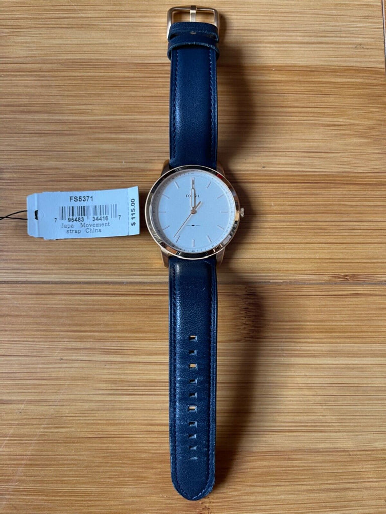 Fossil The Minimalist Slim White Dial Blue Leather Strap Watch for Men - FS5371 Buy Now By Fossil
