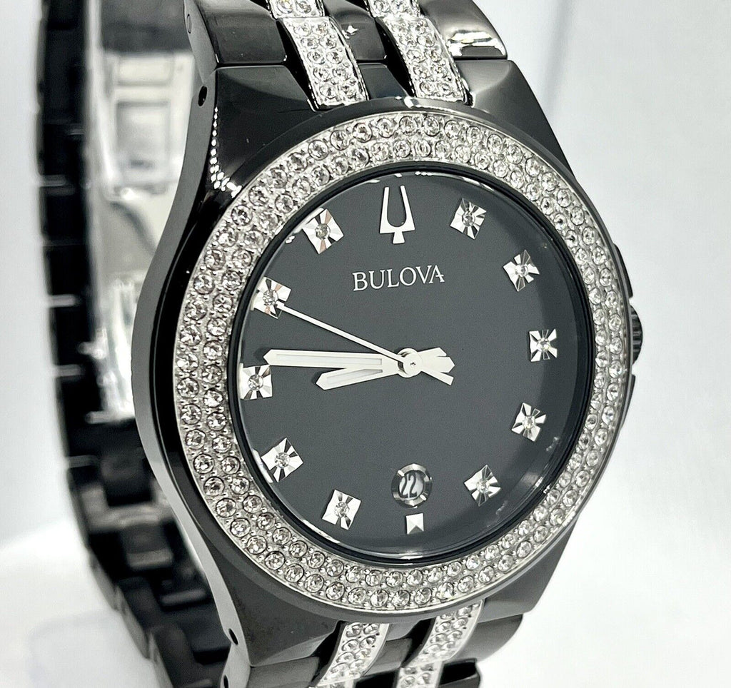 Bulova Crystal Collection Black Dial Two Tone Steel Strap Watch for Men - 98K101 Buy Now By Bulova