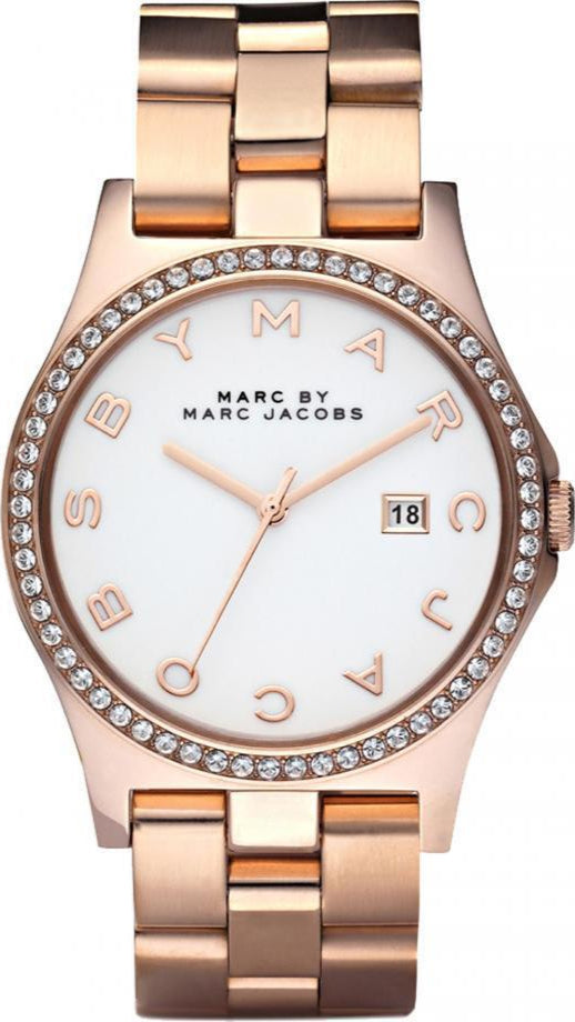Marc Jacobs Henry Diamonds White Dial Rose Gold Steel Strap Watch for Women - MBM3079 Buy Now By Marc Jacobs