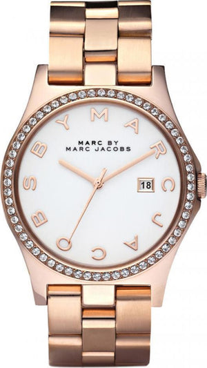 Marc Jacobs Henry Diamonds White Dial Rose Gold Steel Strap Watch for Women - MBM3079 Buy Now By Marc Jacobs