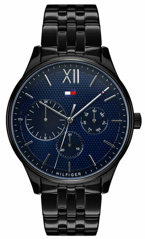 Tommy Hilfiger Damon Quartz Chronograph Blue Dial Black Steel Strap Watch for Men - 1791454 Buy Now By Tommy Hilfiger
