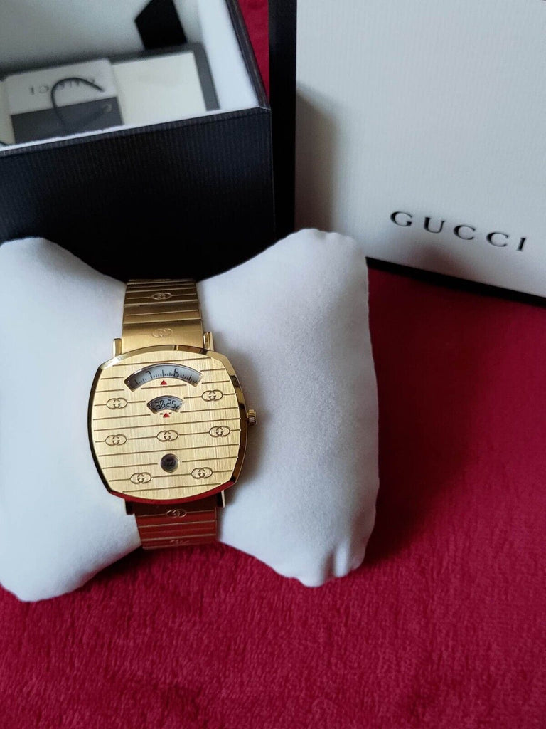 Gucci Grip Quartz Yellow Gold Dial Gold Steel Strap Unisex Watch - YA157409 Buy Now By Gucci