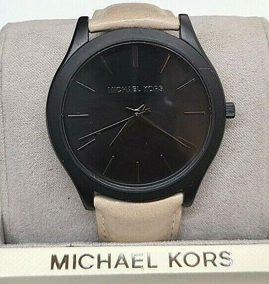 Michael Kors Slim Runway Black Dial Beige Leather Strap Watch For Men - MK8510 Buy Now By Michael Kors