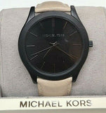 Michael Kors Slim Runway Black Dial Beige Leather Strap Watch For Men - MK8510 Buy Now By Michael Kors