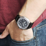 Fossil Modern Machine Chronograph Black Dial Black Leather Strap Watch for Men - FS4928 Buy Now By Fossil