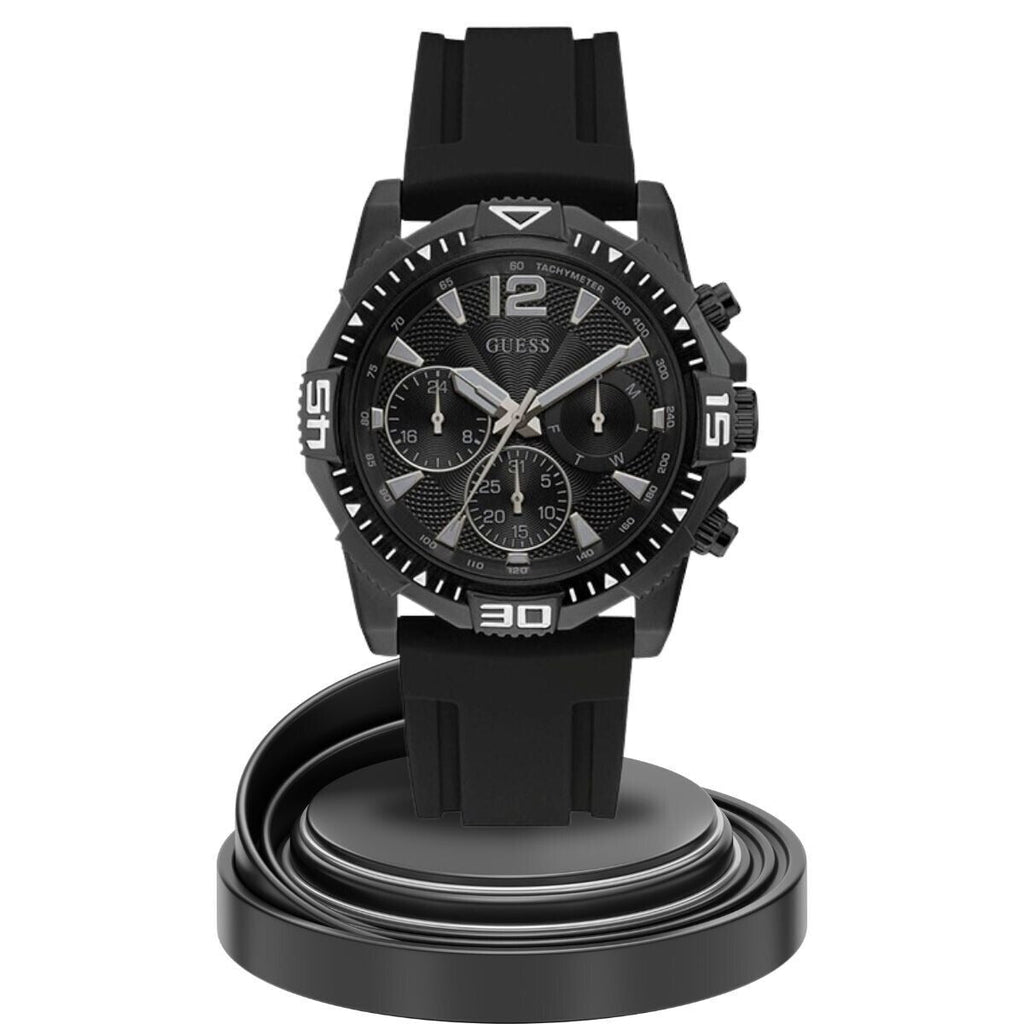 Guess Commander Black Dial Black Rubber Strap Watch for Men - GW0211G3 Buy Now By Guess