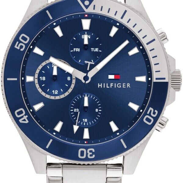 Tommy Hilfiger Larson Chronograph Blue Dial Silver Steel Strap Watch For Men - 1791917 Buy Now By Tommy Hilfiger