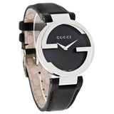 Gucci G Interlocking Black Dial Black Leather Strap Watch For Women - YA133301 Buy Now By Gucci