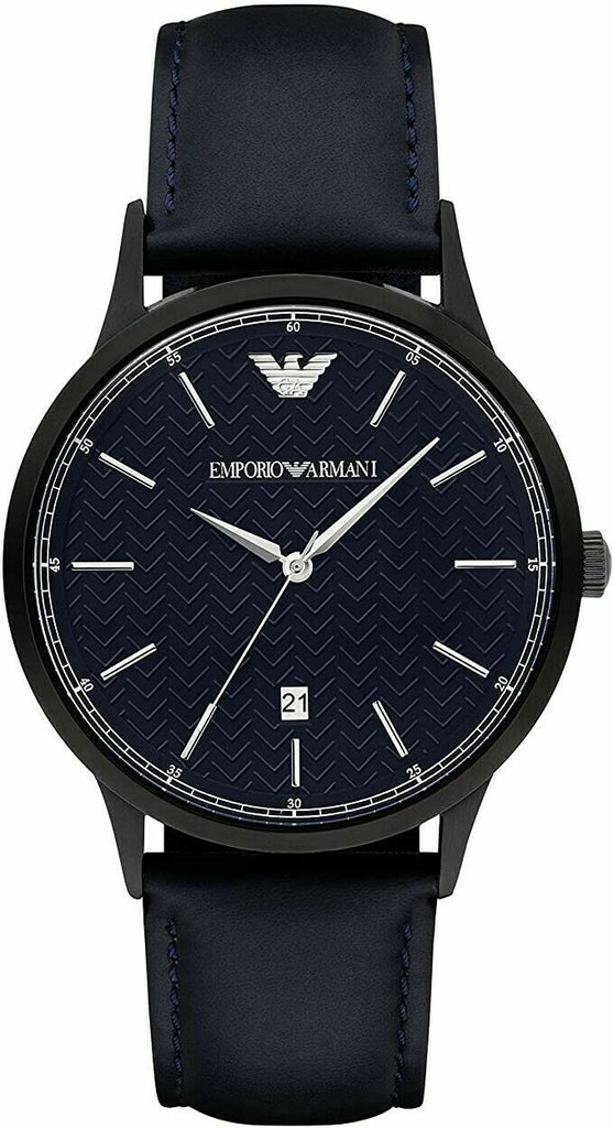 Emporio Armani Renato Quartz Blue Dial Blue Leather Strap Watch For Men - AR11190 Buy Now By Emporio Armani