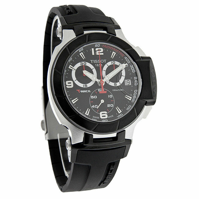 Tissot T Race Chronograph Black Dial Black Rubber Strap Watch for Men - T048.417.27.057.00 Buy Now By Tissot