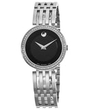 Movado Esperanza 63 Diamonds Black Dial Silver Steel Strap Watch For Women - 0607052 Buy Now By Movado