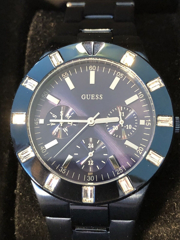 Guess Glisten Analog Blue Dial Blue Steel Strap Watch for Women - W0027L3 Buy Now By Guess