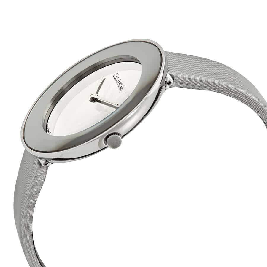 Calvin Klein Chic Silver Dial White Leather Strap Watch for Women - K7N23UP8 Buy Now By Calvin Klein