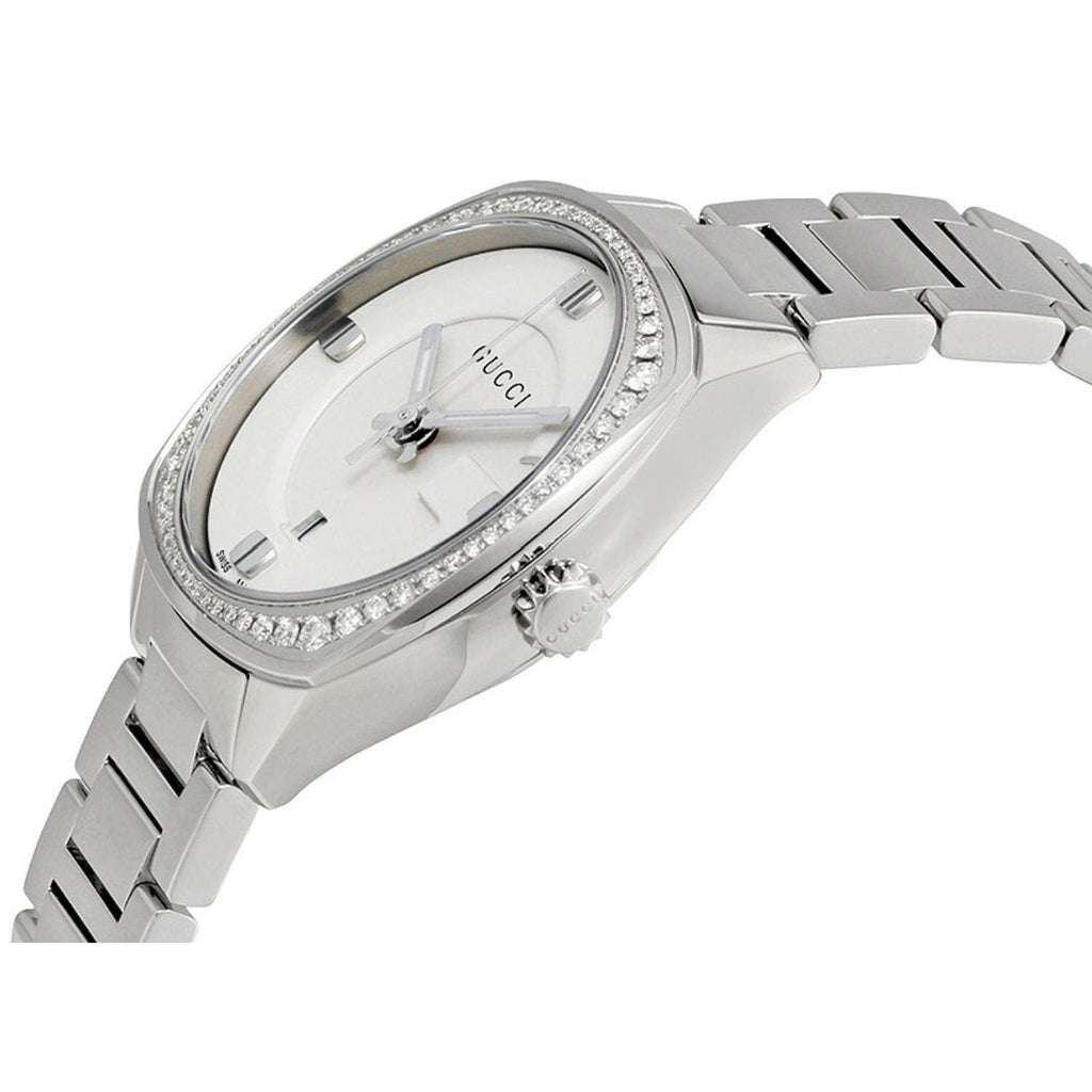Gucci GG2570 Diamonds White Dial Silver Steel Strap Watch For Women - YA142506 Buy Now By Gucci