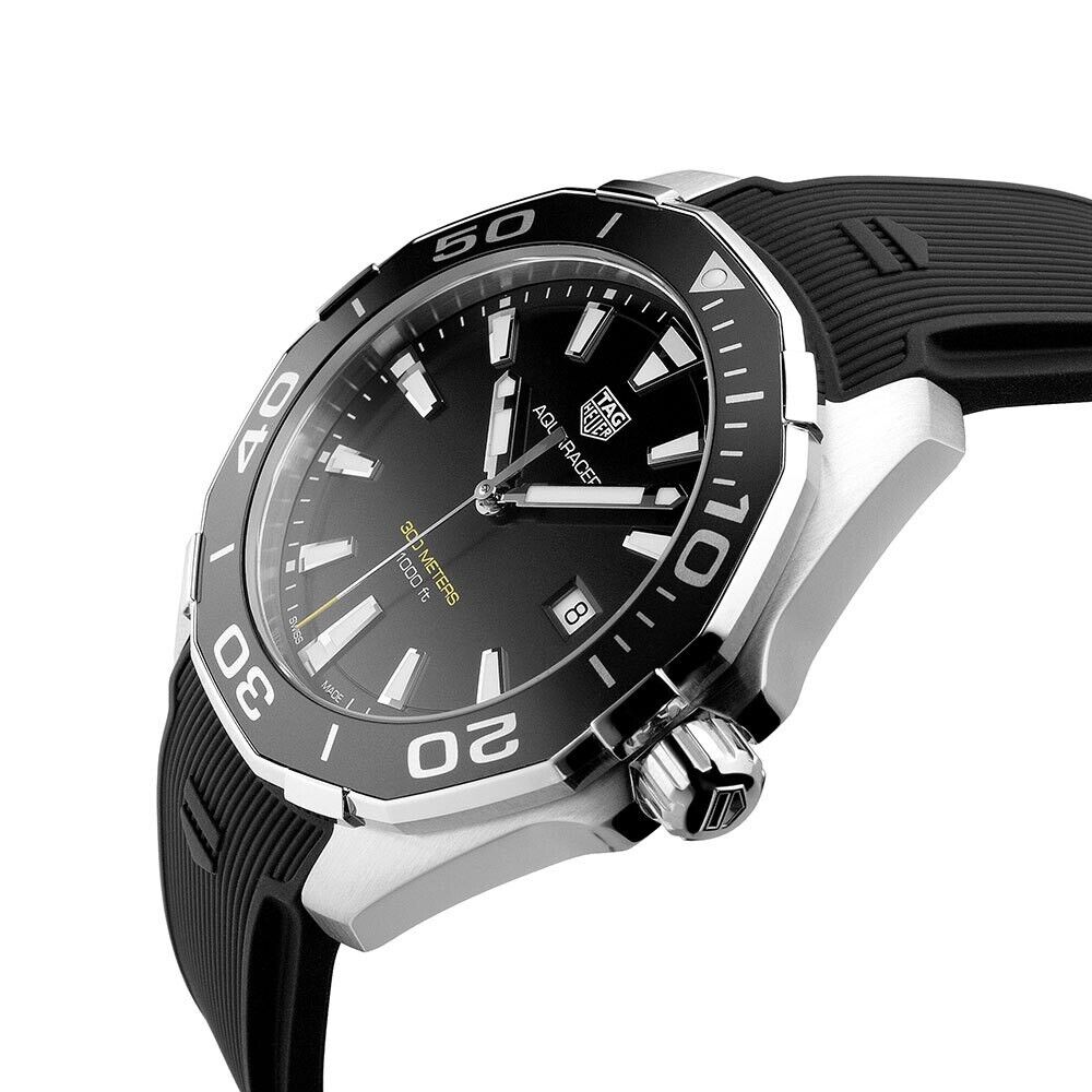 Tag Heuer Aquaracer Quartz Black Dial Black Rubber Strap Watch for Men - WAY101A.FT6141 Buy Now By Tag Heuer