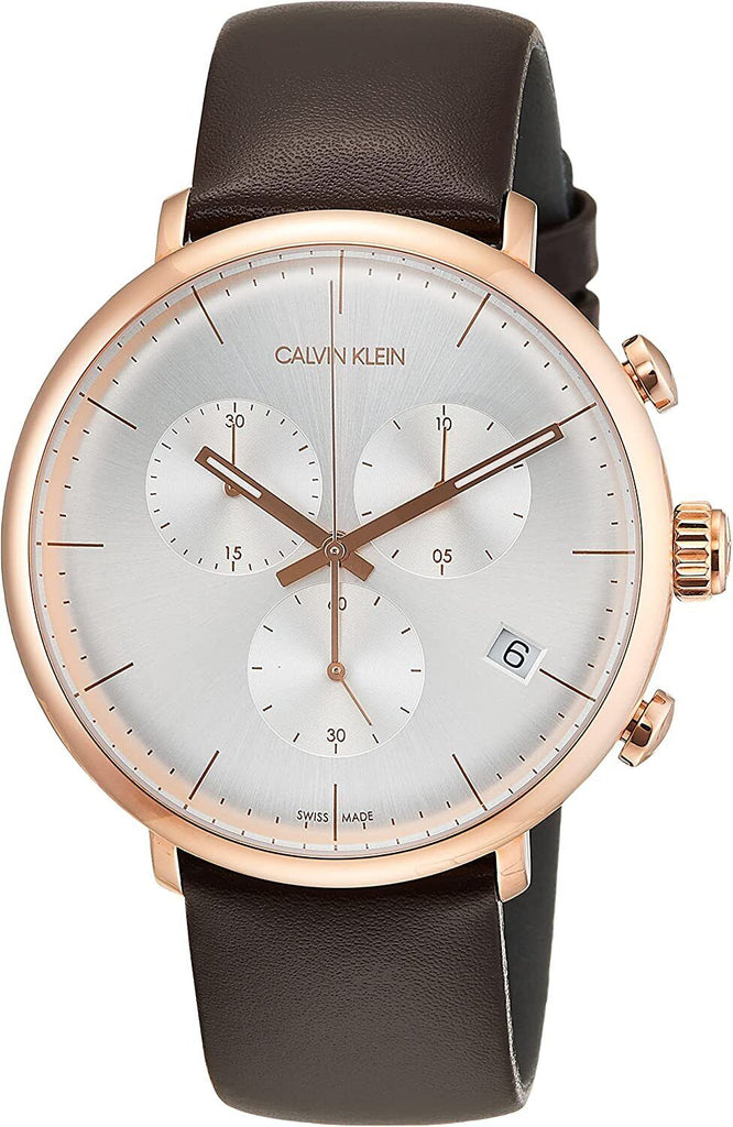 Calvin Klein High Noon Silver Dial Brown Leather Strap Watch for Men - K8M276G6 Buy Now By Calvin Klein