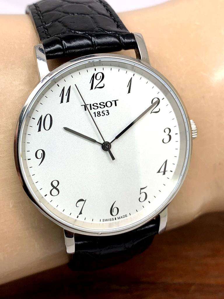 Tissot Everytime Large White Dial Black Leather Strap Watch For Men - T109.610.16.032.00 Buy Now By Tissot