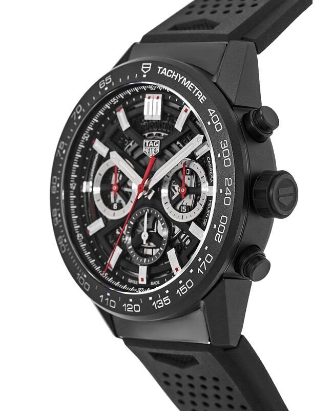Tag Heuer Carrera Automatic Chronograph Black Dial Black Rubber Strap Watch for Men - CBG2A90.FT6173 Buy Now By Tag Heuer
