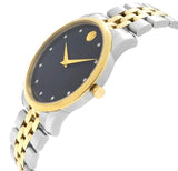 Movado Museum Classic Diamonds Black Dial Two Tone Steel Strap Watch For Men - 0606879 Buy Now By Movado