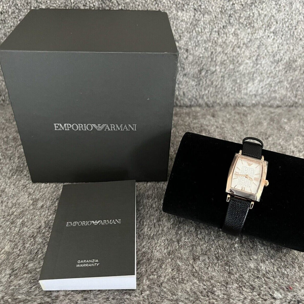 Emporio Armani Gianni T Bar Quartz White Dial Black Leather Strap Watch For Women - AR11408 Buy Now By Emporio Armani