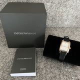 Emporio Armani Gianni T Bar Quartz White Dial Black Leather Strap Watch For Women - AR11408 Buy Now By Emporio Armani
