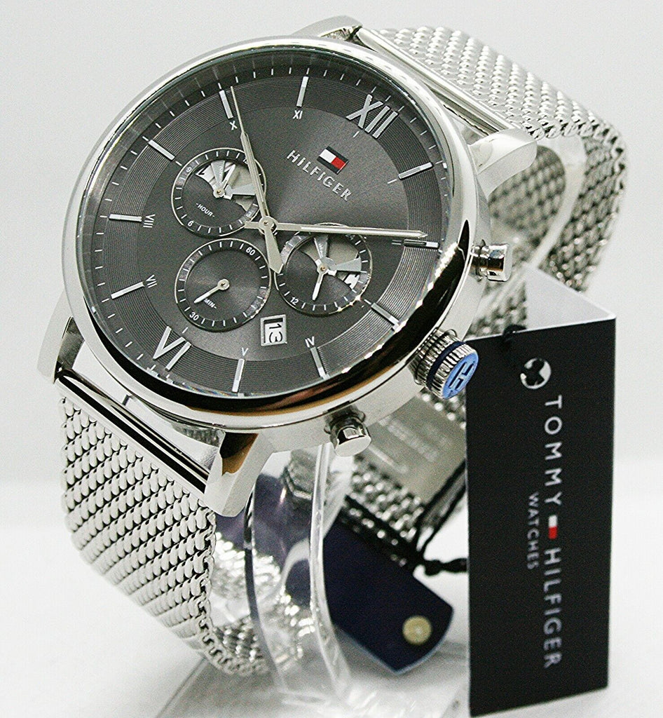 Tommy Hilfiger Evan Grey Dial Silver Mesh Bracelet Watch for Men - 1710396 Buy Now By Tommy Hilfiger