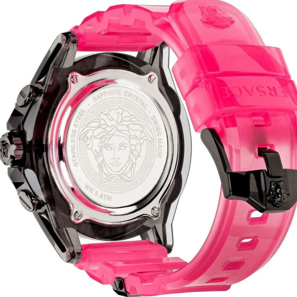 Versace Icon Active Chronograph Quartz Black Dial Pink Rubber Strap Watch For Men - VEZ700221 Buy Now By Versace