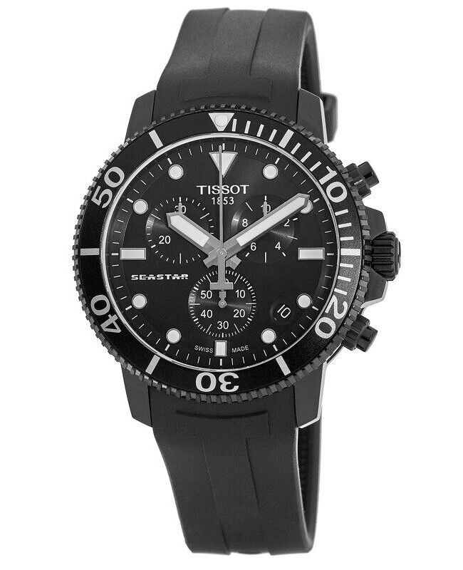 Tissot Seastar 1000 Chronograph Black Dial Black Rubber Strap Watch For Men - T120.417.37.051.02 Buy Now By Tissot