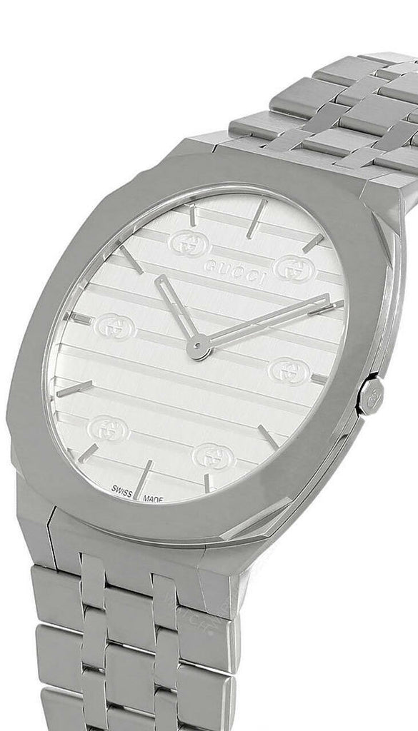 Gucci 25H Quartz Silver Dial Silver Steel Strap Watch For Women - YA163402 Buy Now By Gucci