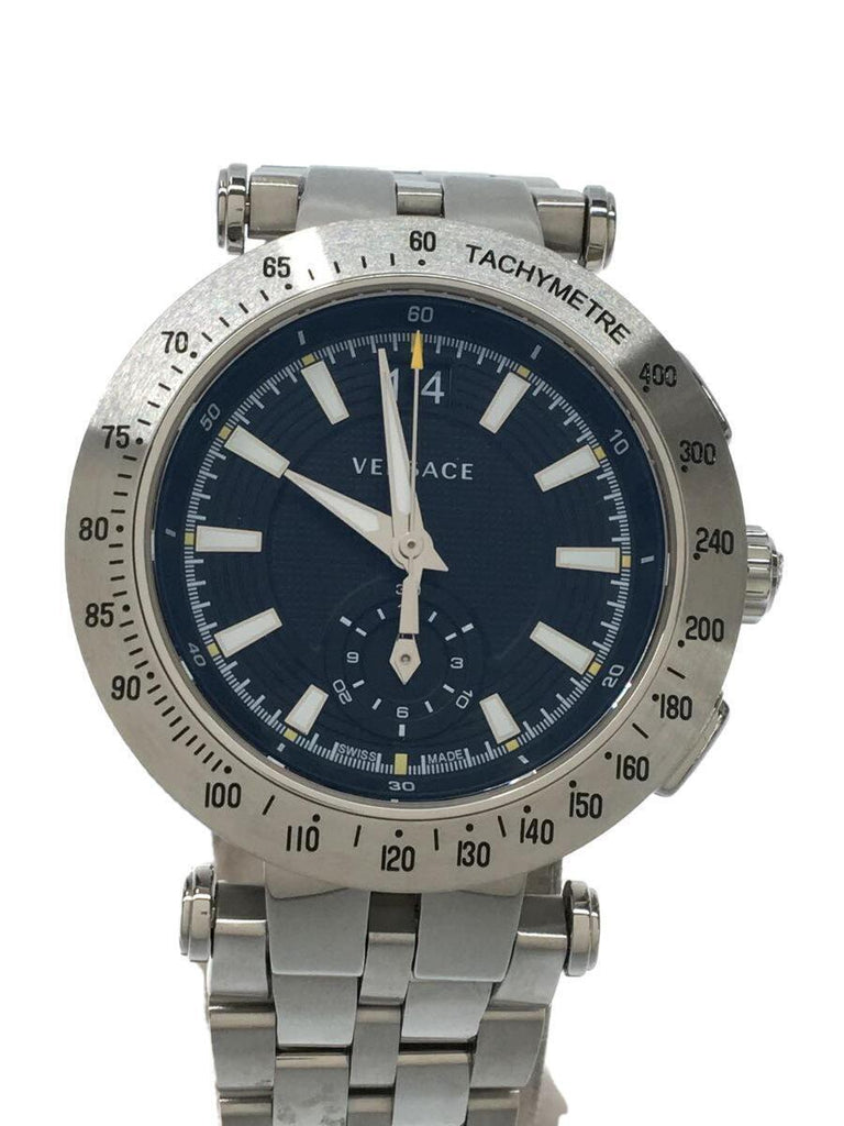 Versace V-Race Sport Black Dial Silver Steel Strap Watch for Men - VAH010016 Buy Now By Versace