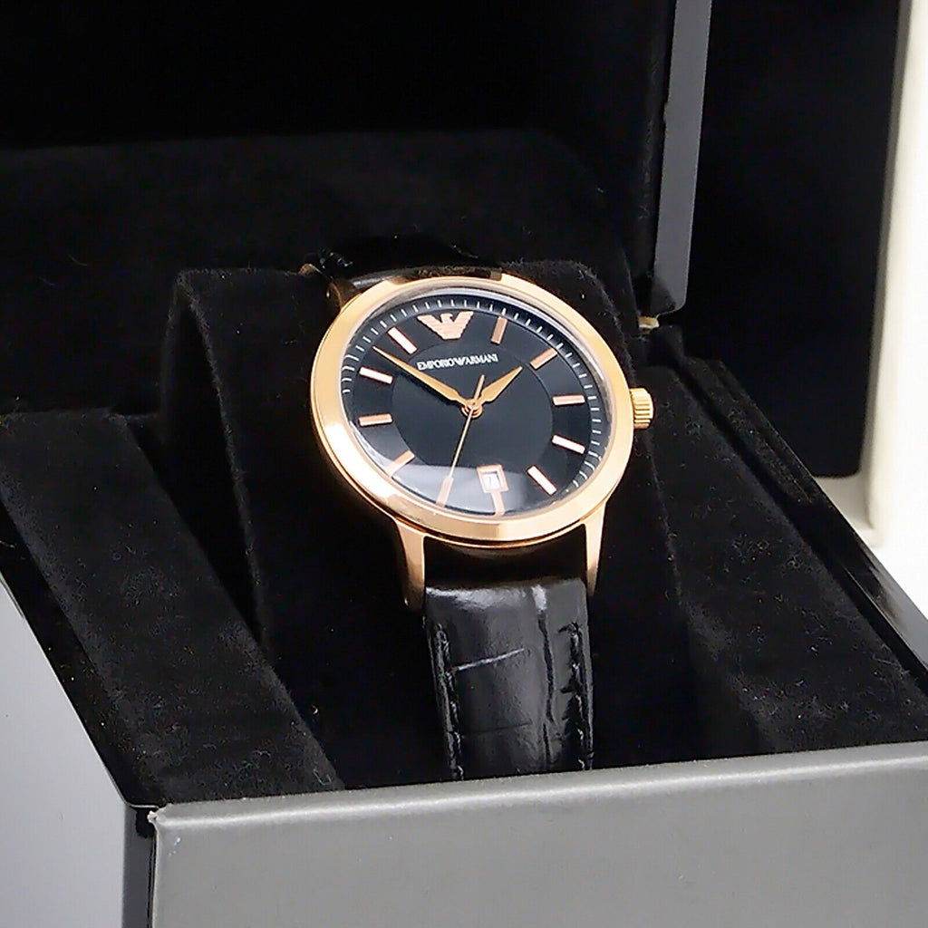 Emporio Armani Classic Black Dial Black Leather Strap Watch For Women - AR9022 Buy Now By Emporio Armani