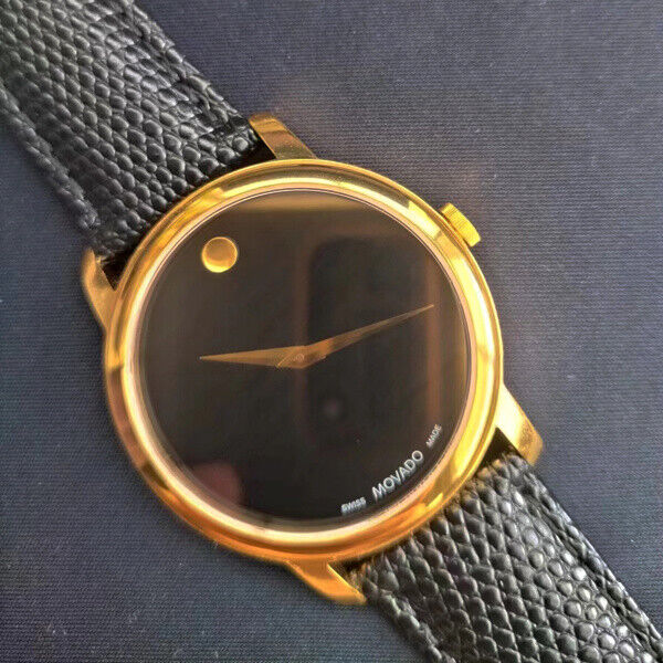 Movado Museum Black Dial Black Leather Strap Watch For Women - 2100006 Buy Now By Movado