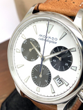 Movado Heritage Calendoplan Chronograph White Dial Brown Leather Strap Watch for Men - 3650008 Buy Now By Movado