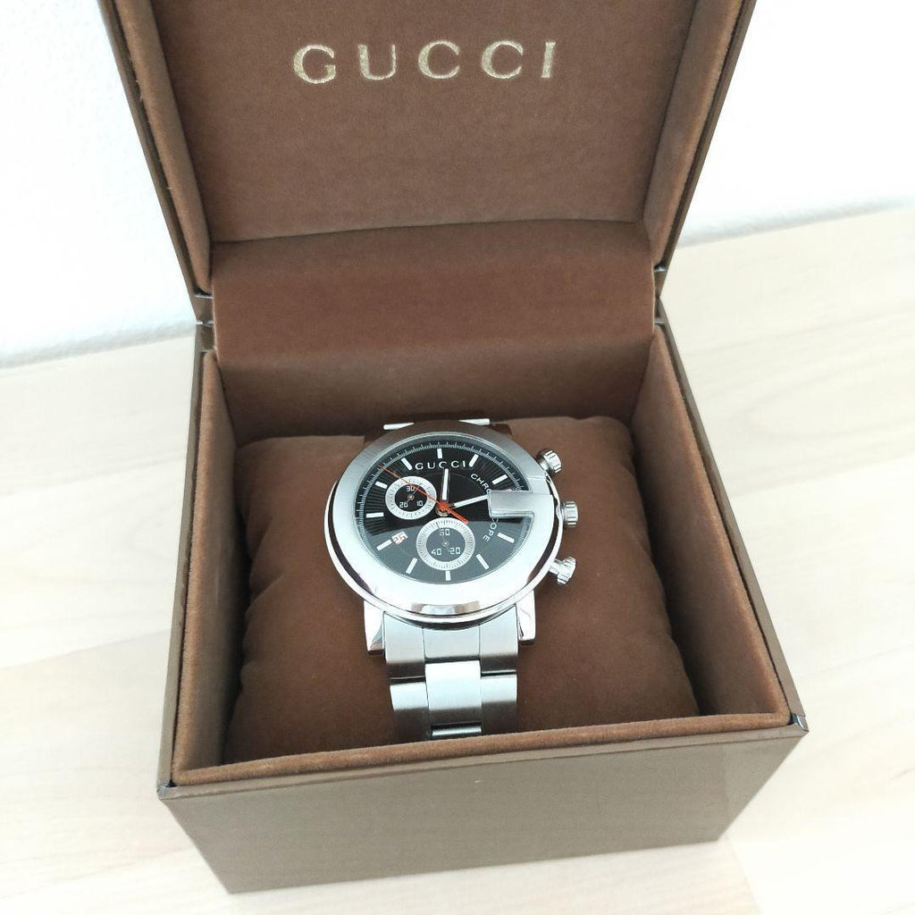 Gucci G Chrono Black Dial Silver Steel Strap Watch For Men - YA101309 Buy Now By Gucci