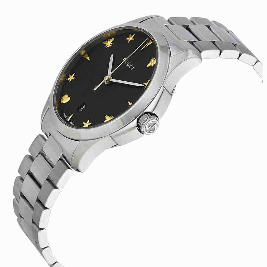 Gucci G Timeless Black Dial Silver Steel Strap Watch For Women - YA1264029 Buy Now By Gucci